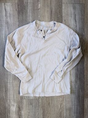 ABERCROMBIE Taupe Long-Sleeve Henley Shirt